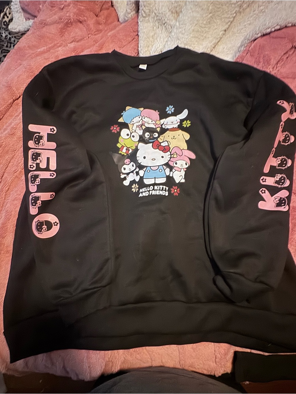 Sanrio Black Crewneck Sweatshirt with Subtle Neck Tag